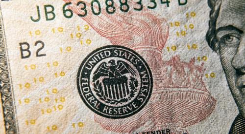 Federal Reserve stamp on U.S. currency 