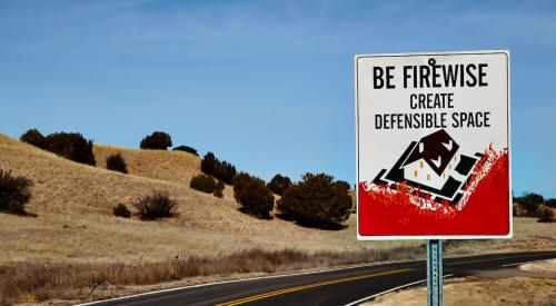 Firewise sign on roadside