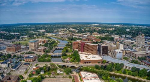 Aerial view of Flint, Michigan, metro area where homes are more affordable