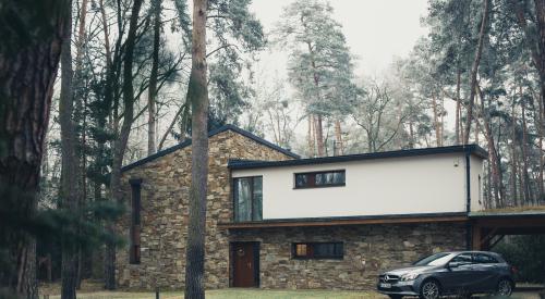 single-family house with car