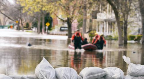 Sand bags in a flood