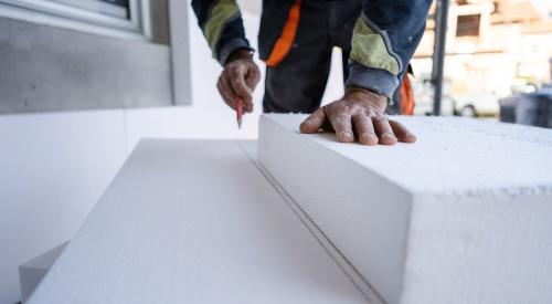 Builder measuring and cutting foam 