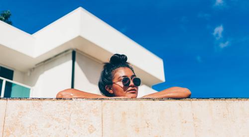 Woman in pool in Honolulu