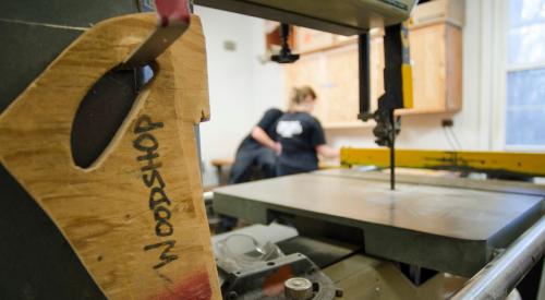 High school woodshop classroom