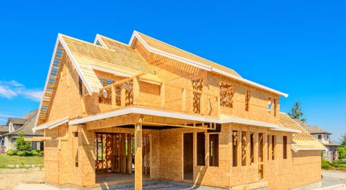 New house framed under construction