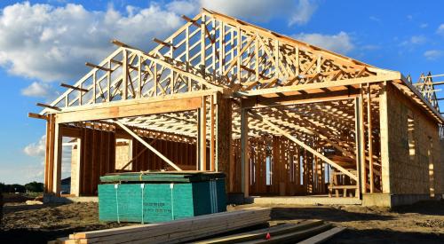 Wood-framed house under construction