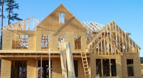 Large wood framed house under construction