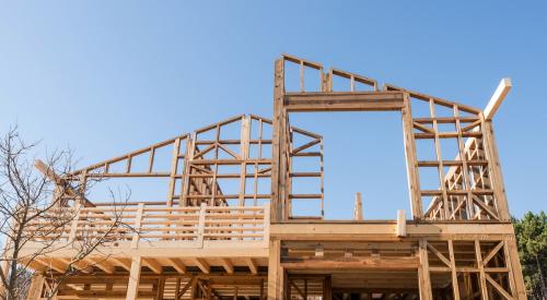 Newly framed house under construction