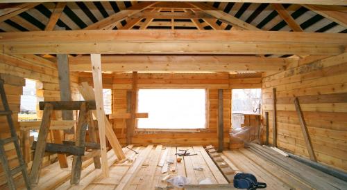 Interior of cabin under construction 