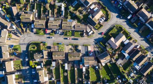 Aerial view of residential community