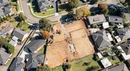 Infill housing open lot in neighborhood