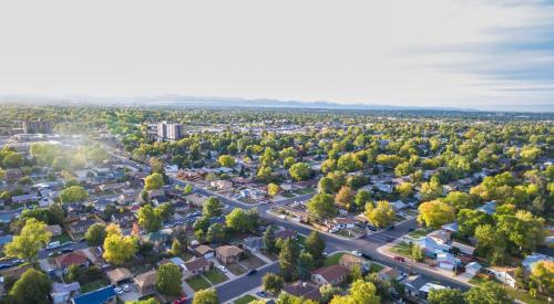 Aerial view of residential community