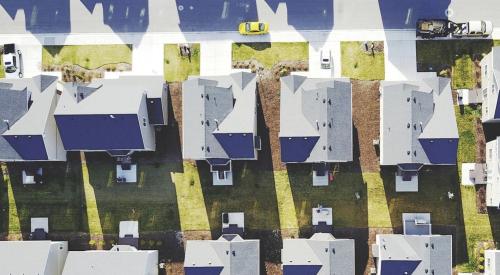 Aerial view of housing lots