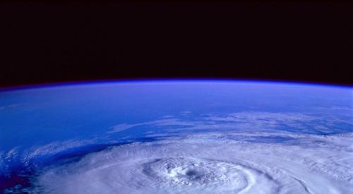 Satellite view of a hurricane from space