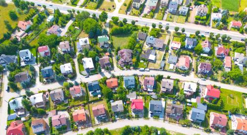 Aerial view of residential neighborhood