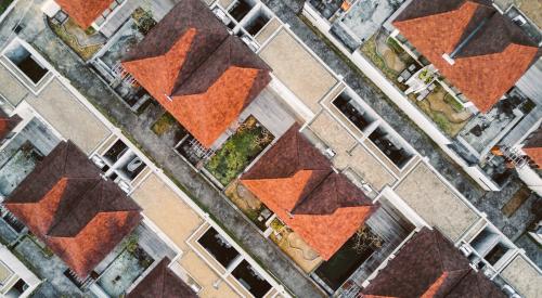 Aerial shot of neighborhood