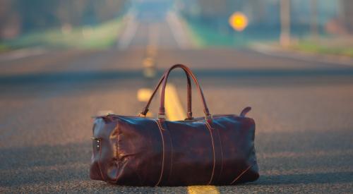 luggage on road