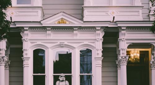 House exterior revealing Star Wars stormtrooper in window