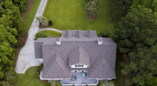 Aerial view of large home in Los Angeles