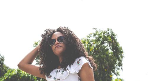 Woman with sunglasses on