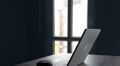 Microsoft laptop on table in home