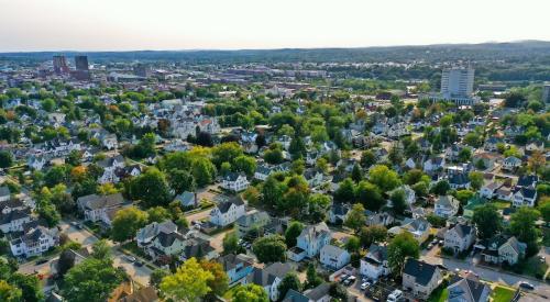 Aerial view of Manchester, NH, housing market