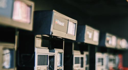 row of polaroid cameras