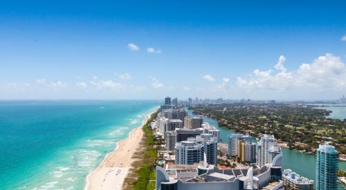 Aerial view of Miami shoreline