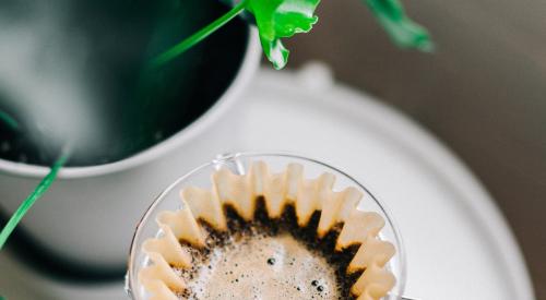 Coffee filter on side table