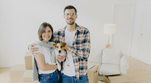 Millennial couple with dog