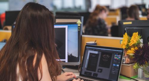 Woman at desk working