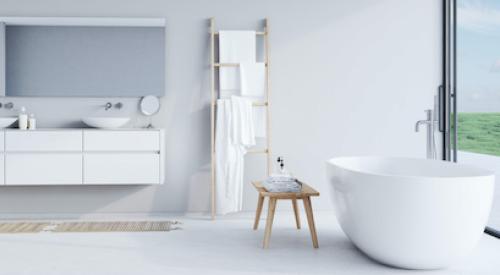 Modern all-white palette bathroom