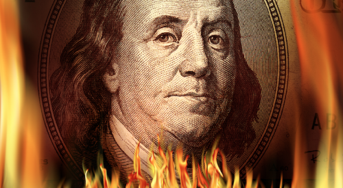 U.S. $100 on fire shows waste of money and profits burning