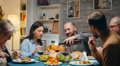 Multigenerational Family Eating Dinner