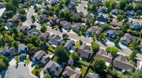 Neighborhood houses aerial view