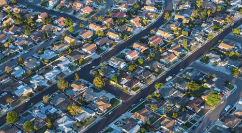 Aerial view of residential neighborhood