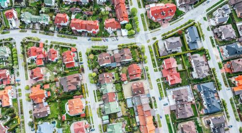 Aerial view of residential neighborhood