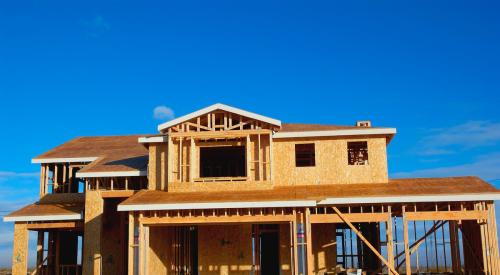 New wood-framed house under construction