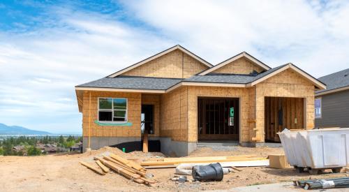 New house under construction on a sunny day