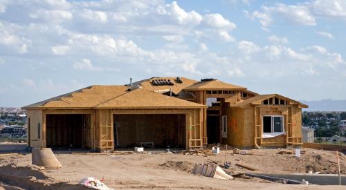 New wood-framed house under construction