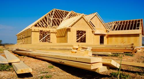 Newly framed house under construction 