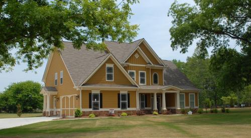 New home with trees