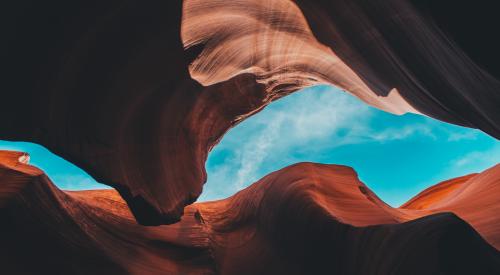 Inside a canyon cave