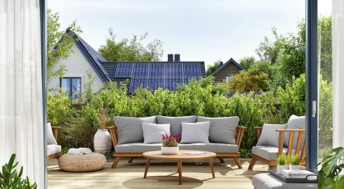 Outdoor patio attached to house draws homeowners outside for health and wellness