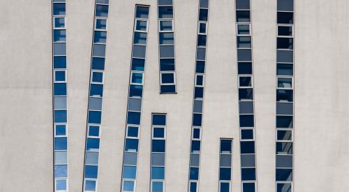 Windows on building exterior