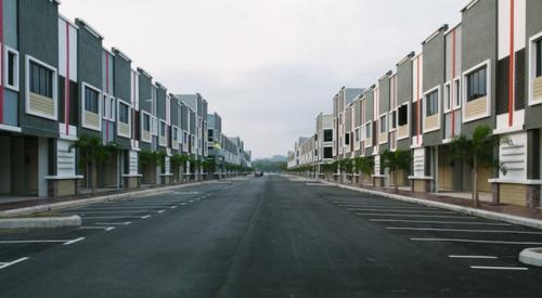 apartment buildings, rear, alley between garages