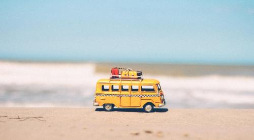 Toy car on a beach