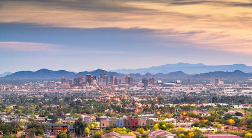 Aerial view of Phoenix Arizona housing