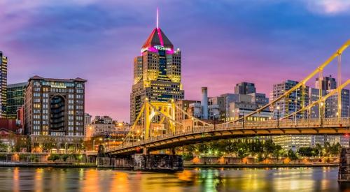 Pittsburgh riverfront at night