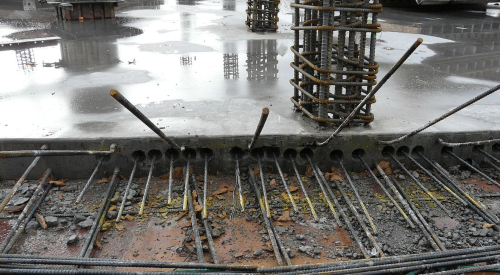 A post tension slab foundation under construction